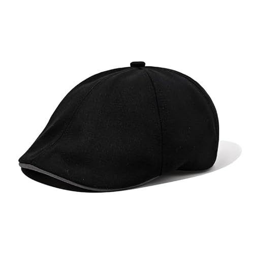 CLAPE Schirmmütze Herren Damen Schiebermütze Baskenmütze Flache Kappe Baumwolle Einstellbar Newsboy Cap Gatsby Mütze Schwarz Black NBAP2501 von CLAPE