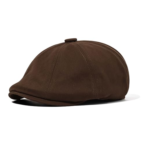 CLAPE Schirmmütze Herren Schiebermütze Damen Baumwolle Newsboy Cap Baker Boy Mütze 8 Panel Flat Cap Braun Brown NBAP2502 von CLAPE
