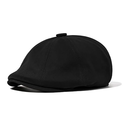 CLAPE Schirmmütze Herren Schiebermütze Damen Baumwolle Newsboy Cap Baker Boy Mütze 8 Panel Flat Cap Schwarz Black NBAP2502 von CLAPE