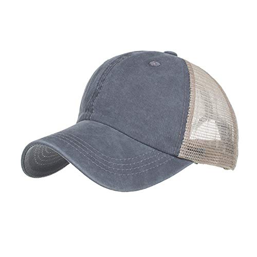 CLAPE Sommer Cap Herren Damen Retro Trucker Baseball Cap Washed Cotton Basecap Snapback mit Mesh Classic Fitted Grey ZM02 von CLAPE
