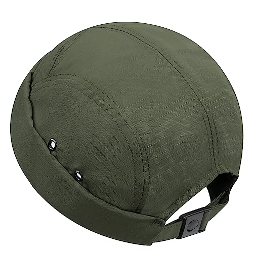 CLAPE Sommer Docker Cap Herren 5 Panel Docker Mütze Damen Faltbar Seemannsmütze Rollmütze Verstellbar Beanie Fischermütze Skullcap Green DBH01 von CLAPE