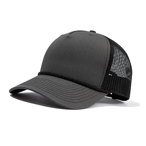 CLAPE Sommer Mesh Baseball Cap Verstellbar Trucker Cap High Crown Structured Basecap Atmunsaktive Sport 5 Panel Baseballmütze für Herren Damen Darkgrey DTK241 von CLAPE