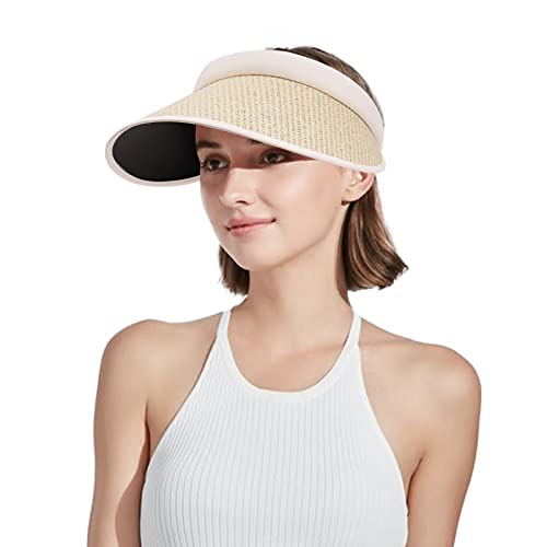 CLAPE Sommer Sun Visor Hüte für Damen UV-Schutz Sonnenvisier mit Breiter Krempe Stroh Sonnenschild Sonnenschutz Schirmkappe von CLAPE