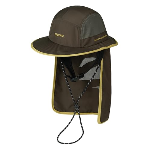 CLAPE Sonnenhut Herren Damen Fischerhut mit Nackenschutz Abnehmbar Breite Krempe Safari Hut Verstellbar Sonnenschutz Mütze für Surfen Outdoor Brown SHY2502 von CLAPE