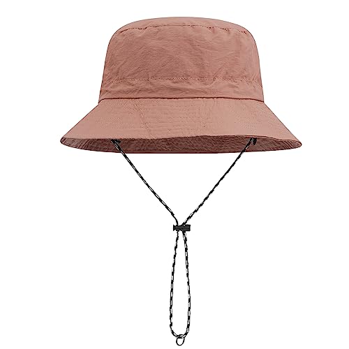 CLAPE Sonnenhut Herren Damen UV Schutz Fischerhut Packbar Angelhut Wasserdicht Schlapphut Outdoor Wanderhut mit Kinnband Flat Top Bucket Hat von CLAPE