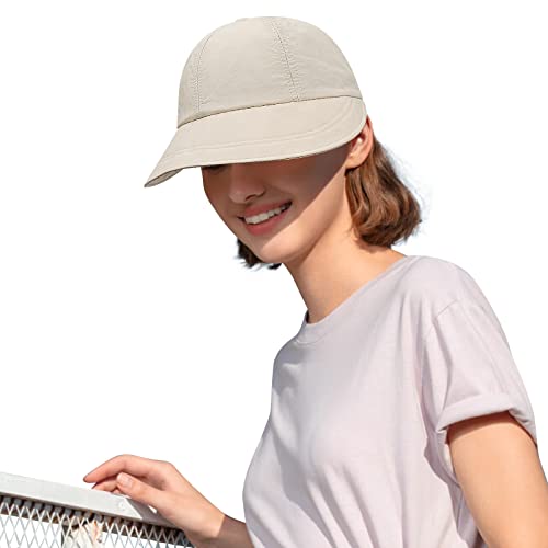 CLAPE Sonnenhut Sommerhut Damen Breite Krempe Baseballmütze UPF50+ Visor Hut Wasserdicht Fischerhut Schnelltrocknend Schirmmützen Beige DWH01 von CLAPE