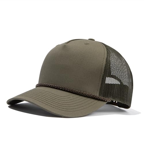 CLAPE Trucker Cap mit Netz Atmunsaktive Mesh Kappe Sommer Baseballkappe High Crown Baseball Cap Verstellbar Snapback ArmyGreen DTK241 von CLAPE