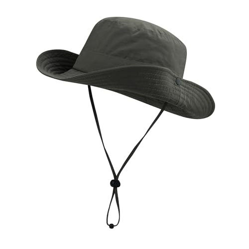 CLAPE UPF50+ Sonnenhut Herren Wasserdicht Boonie Hat mit Kinnband Winddicht Buschhut Safari Hat Verstellbar Fischerhut Outdoor Angelhut von CLAPE