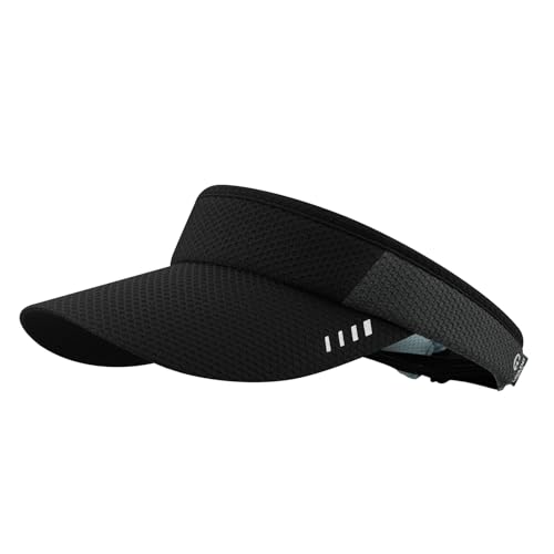 CLAPE UV Schutz Visor Cap Herren Breite Krempe Atmungsaktiv Sport Visor Damen Elastisch Sommer Sonnenschild Verstellbar Leichte Golf Tennis Cap Black DSKD1 von CLAPE