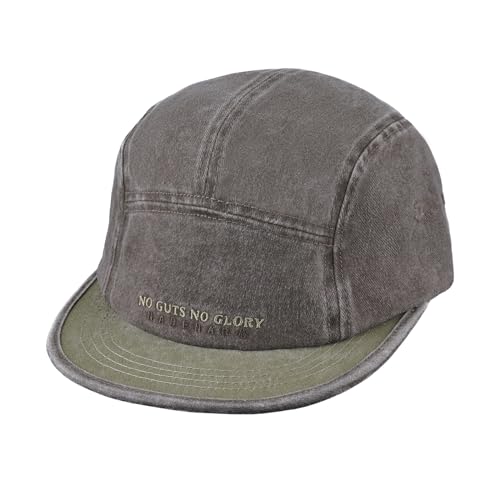 CLAPE Unisex 5 Panel Cap Washed Basecap mit Kurzer Schirm Verstellbar Flat Brim Baseball Cap Baumwolle Schildkappe UV-Schutz Outdoor Camp Cap von CLAPE