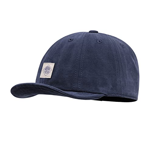 CLAPE Unisex Cap Kurzer Schirm Flat Brim Baseball Cap Baumwolle Basecap Retro Dad Hat Trucker Snapback Cap Low Profile Unstructured Hats Navy DY10 von CLAPE