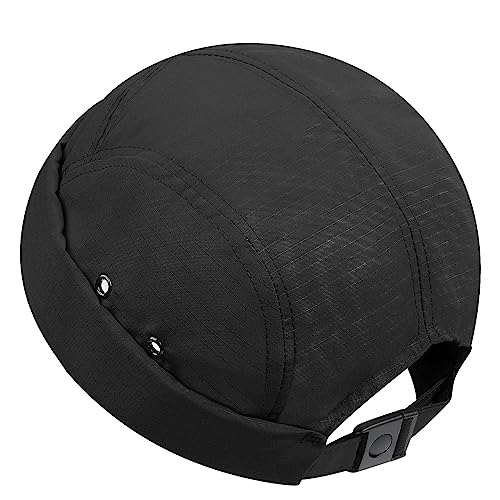 CLAPE Unisex Caps Ohne Schirm 5 Panel Docker Cap Verstellbar Docker Mütze Sommer Seemannsmütze Quick Drying Hafenmütze Rolled Cuff Brimless Hat Black DBH01 von CLAPE