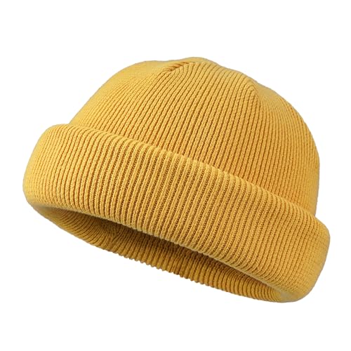 CLAPE Unisex Gestrickt Dockermütze Elastisch Fischermütze Streetstyle Trawler Beanie Mütze Warme Strickmützen Kurz Frühling Herbst Winter von CLAPE