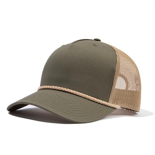 CLAPE Unisex Mesh Trucker Cap Atmunsaktive Sommer Kappe High Crown Baseball Cap Structured Basecap mit Netz Verstellbar Outdoor Schildkappe GreenKhaki DTK241 von CLAPE