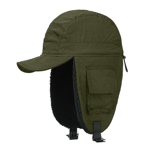 CLAPE Unisex Nylon Trapper Hat Wasserdicht Trappermütze Winter Warm Fliegermütze Wintermütze mit Baumwolle Ohrenklappen Windproof Bomber Mütze von CLAPE