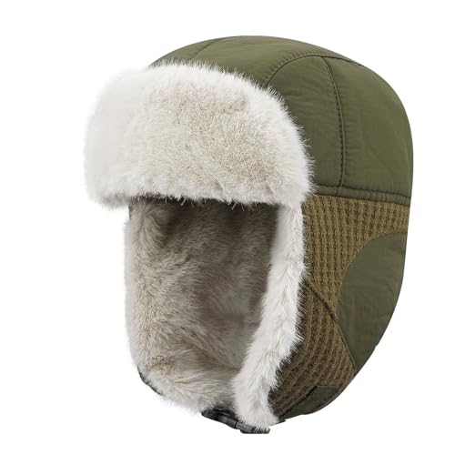 CLAPE Unisex Winter Fliegermützen Wasserdicht Trappermütze mit Ohrenklappen Thermal Kunstfellmütze Winddicht Bombermütze Outdoor Trapper Hut von CLAPE