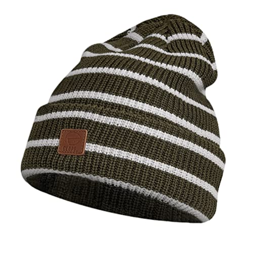 CLAPE Warm Cuffed Wintermütze Beanie Strickmütze Striped Ribbed Knit Hat Weich Warme Mütze Long Beanie Hats von CLAPE