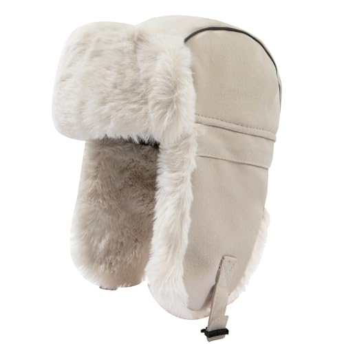 CLAPE Warme Fliegermütze Herren Damen Winter Trappermütze Kunstfell Wintermütze mit Ohrenklappen Winddicht Uschanka Russische Mütze von CLAPE