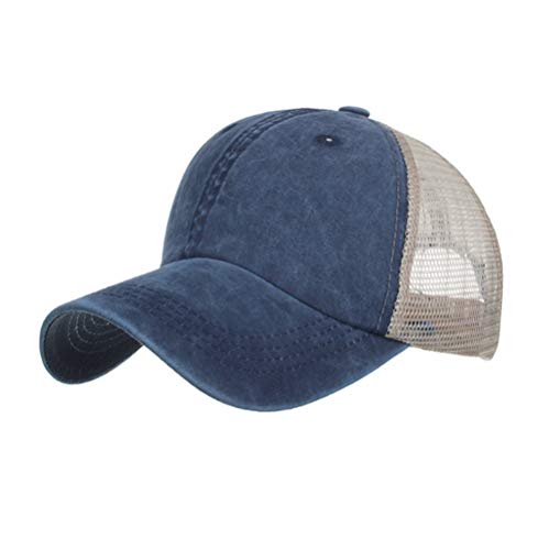 CLAPE Washed Cotton Baseball Cap Atmungsaktiv Mesh Basecap Trucker Hat Verstellbar Sport Cappy UPF50+ Outdoor Kappe Schirmmütze Navy Blue ZM02 von CLAPE