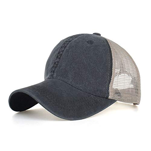 CLAPE Sommer Mesh Trucker Cap Washed Cotton Baseball Cap Atmungsaktiv Basecap Herren UV-Schutz Outdoor Sport Vintage Black ZM02 von CLAPE