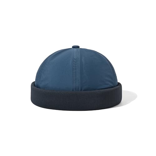CLAPE Wasserdicht Docker Cap Sommer Docker Mütze Ohne Schirm Verstellbar Seemannsmütze Hafenmütze Herren Rolled Cuff Brimless Hat Fisherman Beanie Watch Hat Blue WBBH2401 von CLAPE