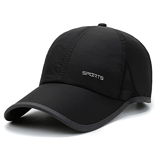 CLAPE Wasserdicht Atmungsaktiv Basecap Herren Schnelltrocknend Mesh Sport Cap Unstructured Running Hat Leicht Baseball Cap UV-Schutz Schildkappe Black GSXT6 von CLAPE