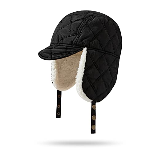 CLAPE Winddicht Fliegermütze Herren Damen Winter Trappermütze Faux Fur Trapper Bomber Hat Lammfell Earflap Wintermütze Uschanka Hat von CLAPE