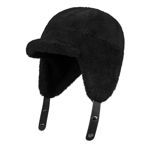 CLAPE Winter Kunstfell Trappermütze Winddicht Fliegermütze mit Ohrenklappen Warme Russische Mütze Outdoor Earflap Mütze von CLAPE