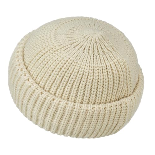 CLAPE Winter Strickmütze Kurz Retro Fisherman Beanie Gestrickt Docker Mütze Stretchy Stretchy Seemannsmütze Hafenmütze Trawler Beanie Watch Hut von CLAPE