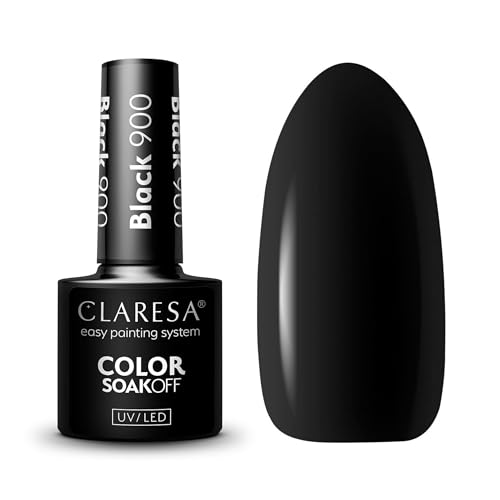 Claresa UV LED Nagellack Collection Hybrid Maniküre Soak Off Nail Polish, Farbe Black, Nr 900, 5ml von CLARESA