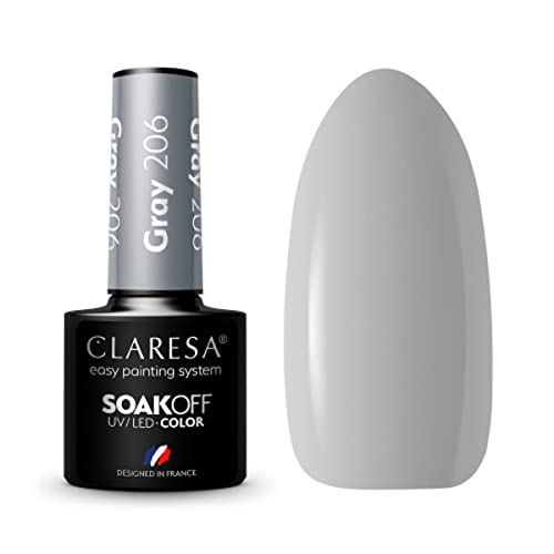 Claresa UV LED Nagellack Collection Hybrid Maniküre Soak Off Nail Polish, Farbe Grau, Nr 206, 5ml von CLARESA