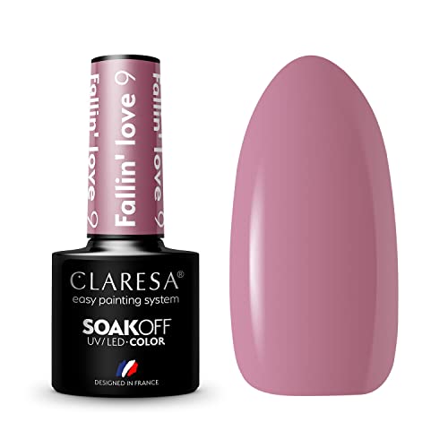 Claresa UV LED Nagellack Collection Hybrid Maniküre Soak Off Nail Polish, Farbe Rosa, Violett, Nr 9 Fallin Love, 5ml von CLARESA