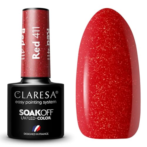 Claresa UV LED Nagellack Collection Hybrid Maniküre Soak Off Nail Polish, Farbe Rote, Nr 411, 5ml von CLARESA