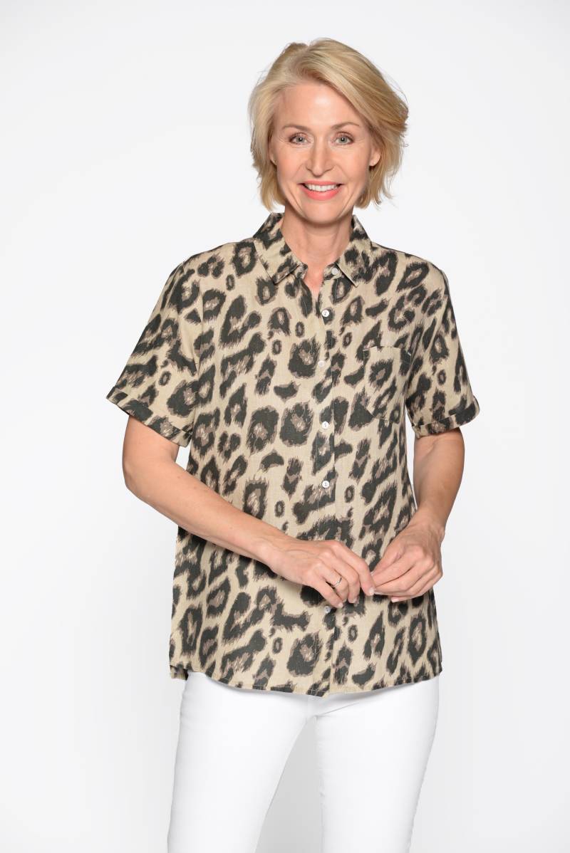 CLARINA - Bluse, 1/2 Arm, Alloverdruck natur combo - Gr. - 42 von CLARINA