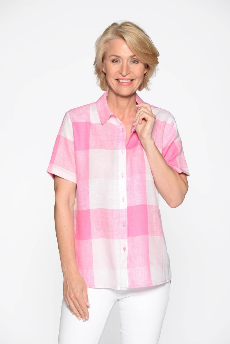 CLARINA - Bluse, Hemdkragen,1/2 Arm,Karo pink combo - Gr. - 38 von CLARINA