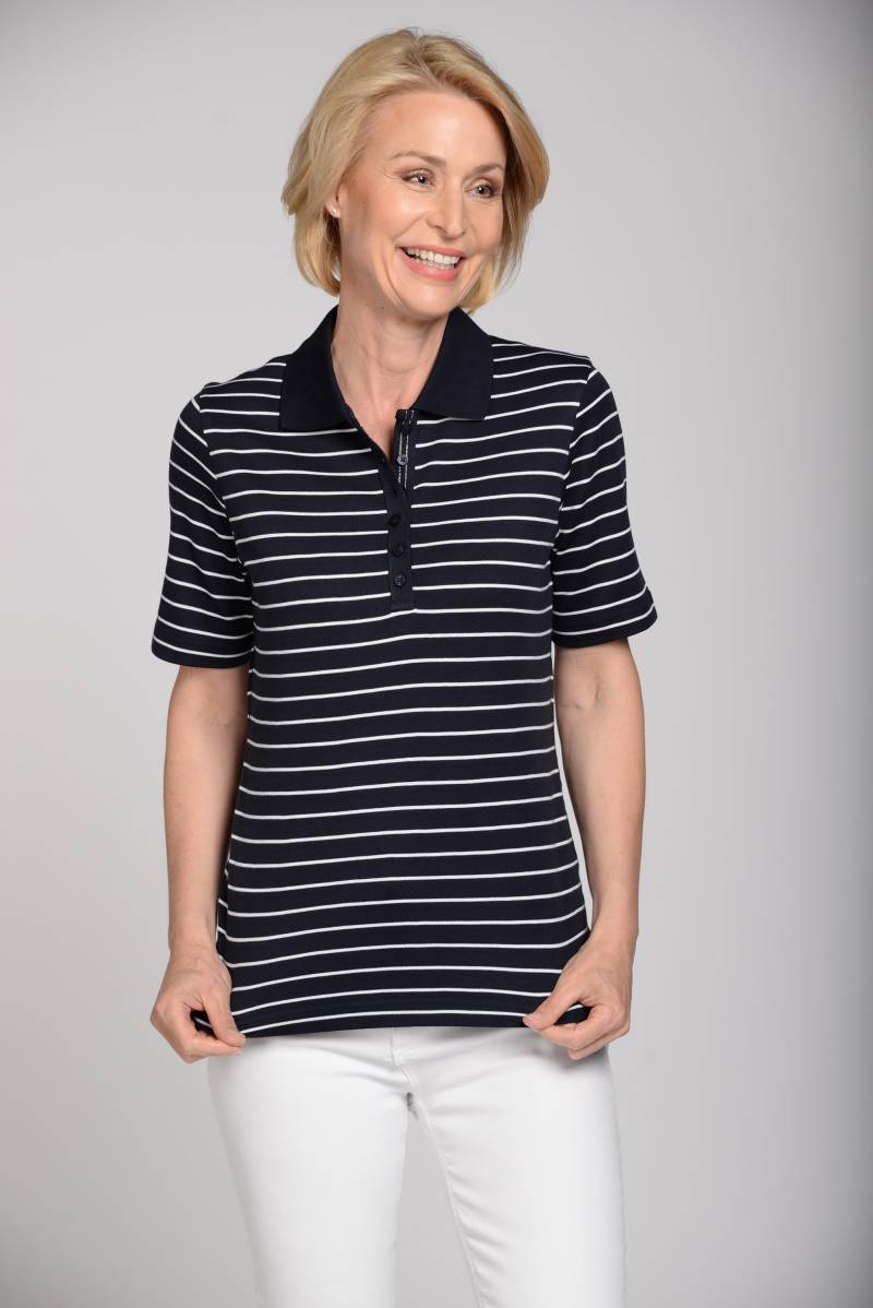 CLARINA - Ganzjahres NOS Poloshirt,1/2 A 623 marine-weiss - Gr. - 48 von CLARINA