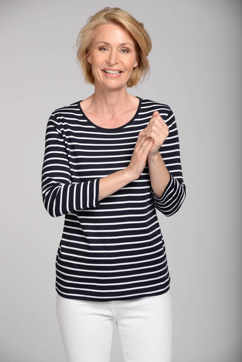 CLARINA - Ganzjahres NOS Rdh.-Shirt,3/4 623 marine-weiss - Gr. - 44 von CLARINA