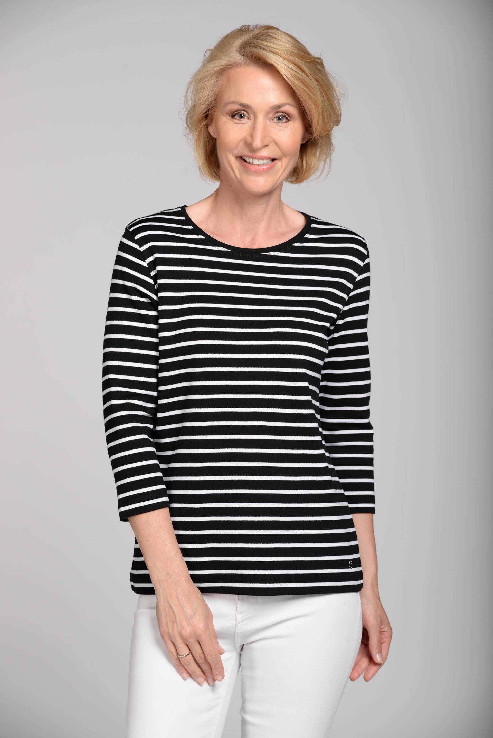 CLARINA - Ganzjahres NOS Rdh.-Shirt,3/4 900 schwarz-weiss - Gr. - 40 von CLARINA