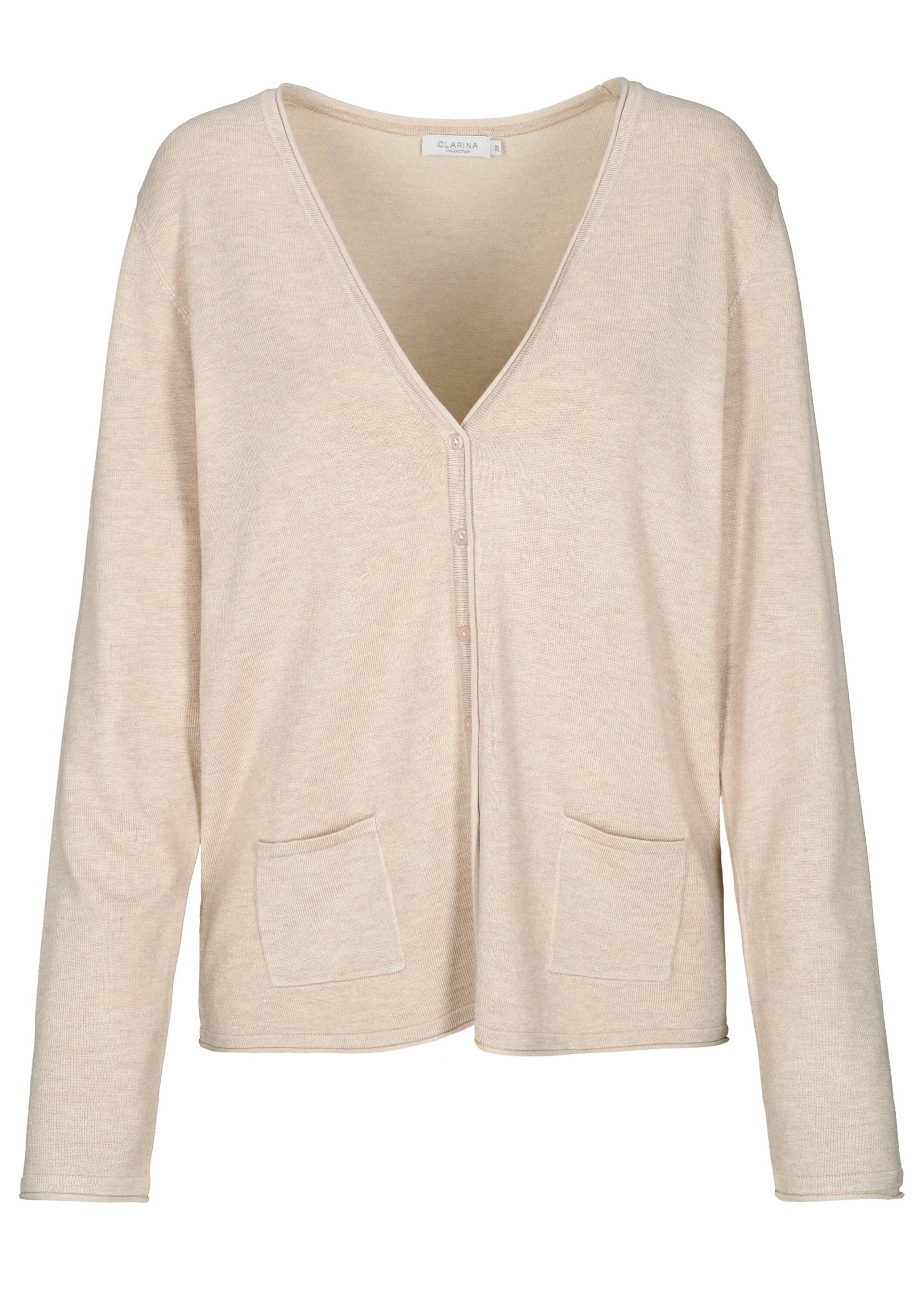 CLARINA - Ganzjahres NOS V-Cardigan, 1/1 209 sand mel. - Gr. - 44 von CLARINA