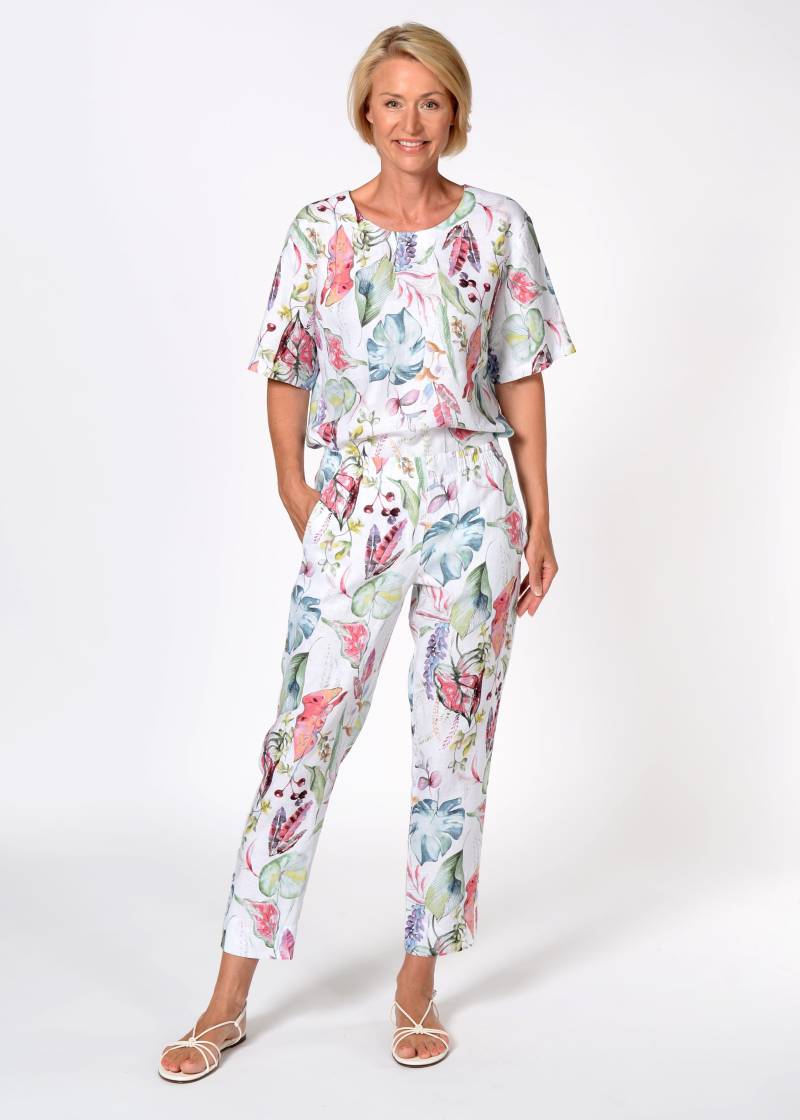 CLARINA - Hose, 7/8 Länge, Alloverdruck weiss combo - Gr. - 48 von CLARINA