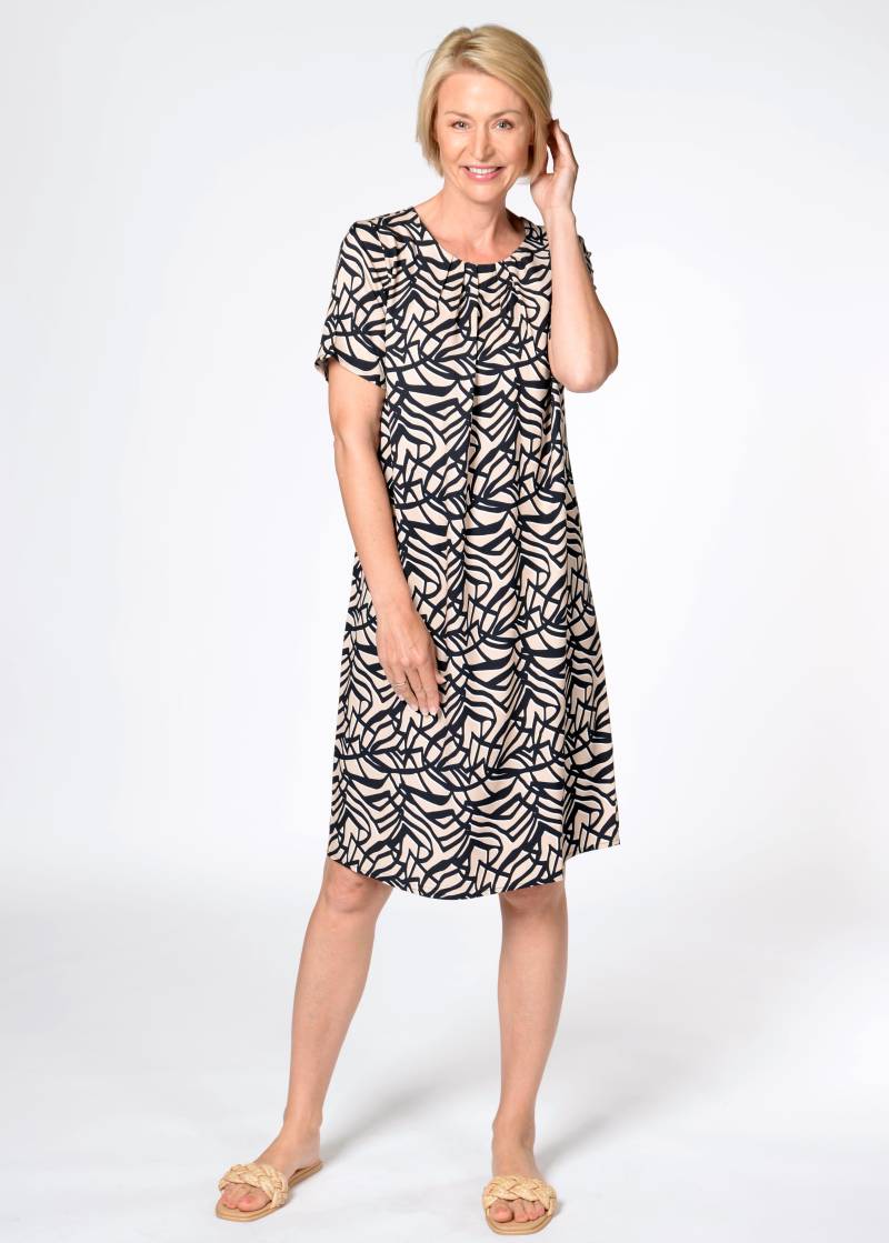 CLARINA - Kleid, 1/2-Arm, Alloverprint sand combo graphic - Gr. - 38 von CLARINA
