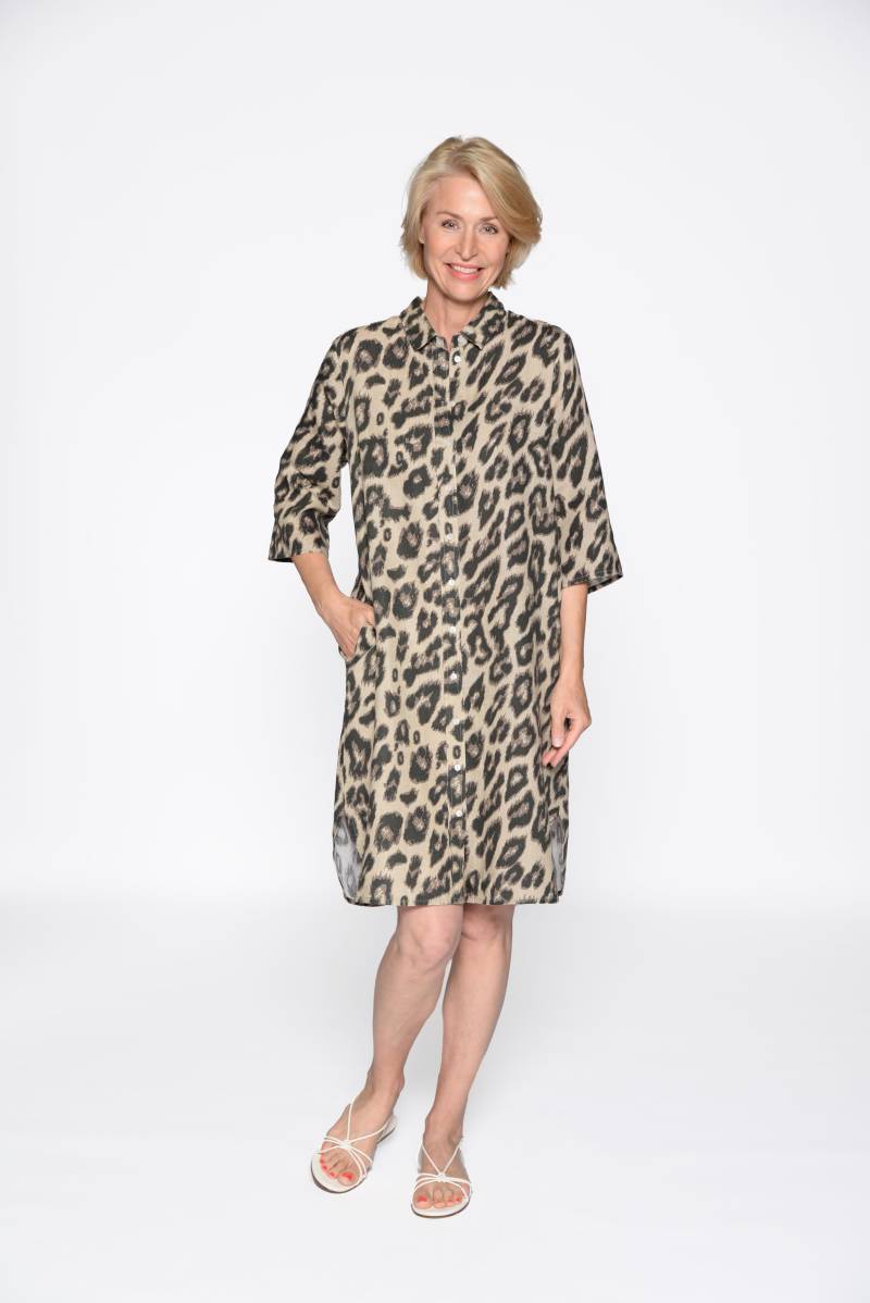 CLARINA - Kleid, 3/4 Arm, Alloverdruck natur combo - Gr. - 38 von CLARINA