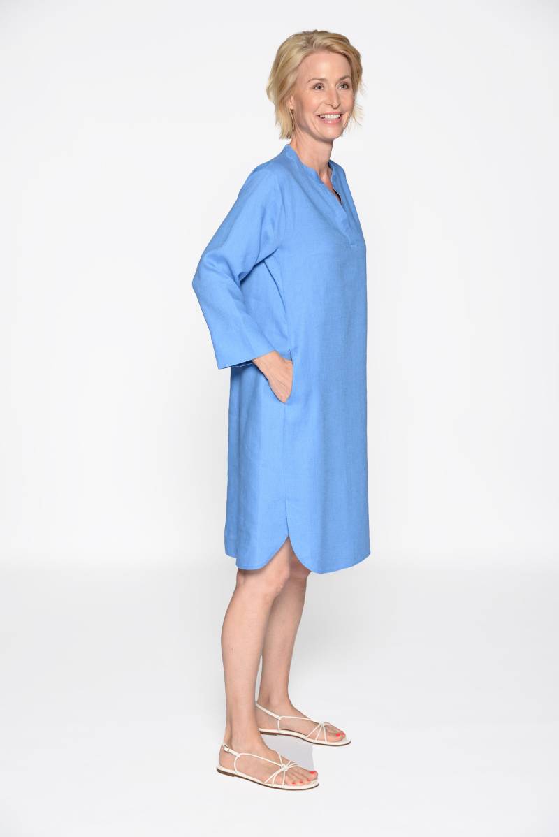 CLARINA - Kleid, Serafino Ausschnitt,uni azur - Gr. - 46 von CLARINA