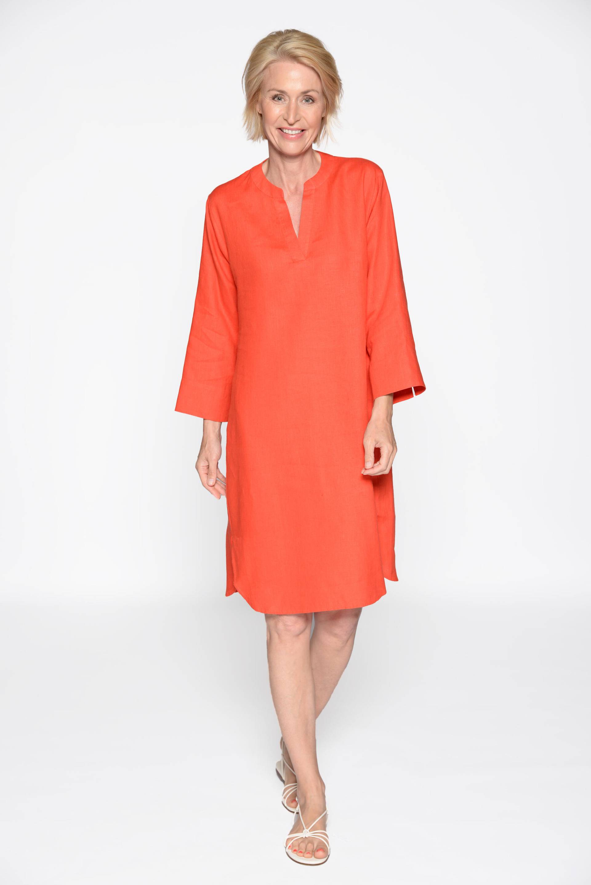 CLARINA - Kleid, Serafino Ausschnitt,uni geranie - Gr. - 42 von CLARINA