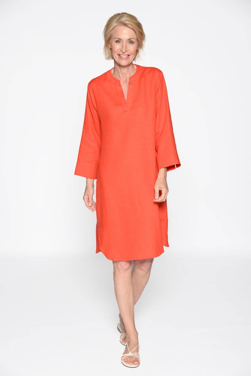 CLARINA - Kleid, Serafino Ausschnitt,uni geranie - Gr. - 42 von CLARINA