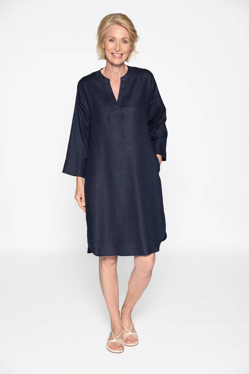 CLARINA - Kleid, Serafino Ausschnitt,uni marine - Gr. - 40 von CLARINA