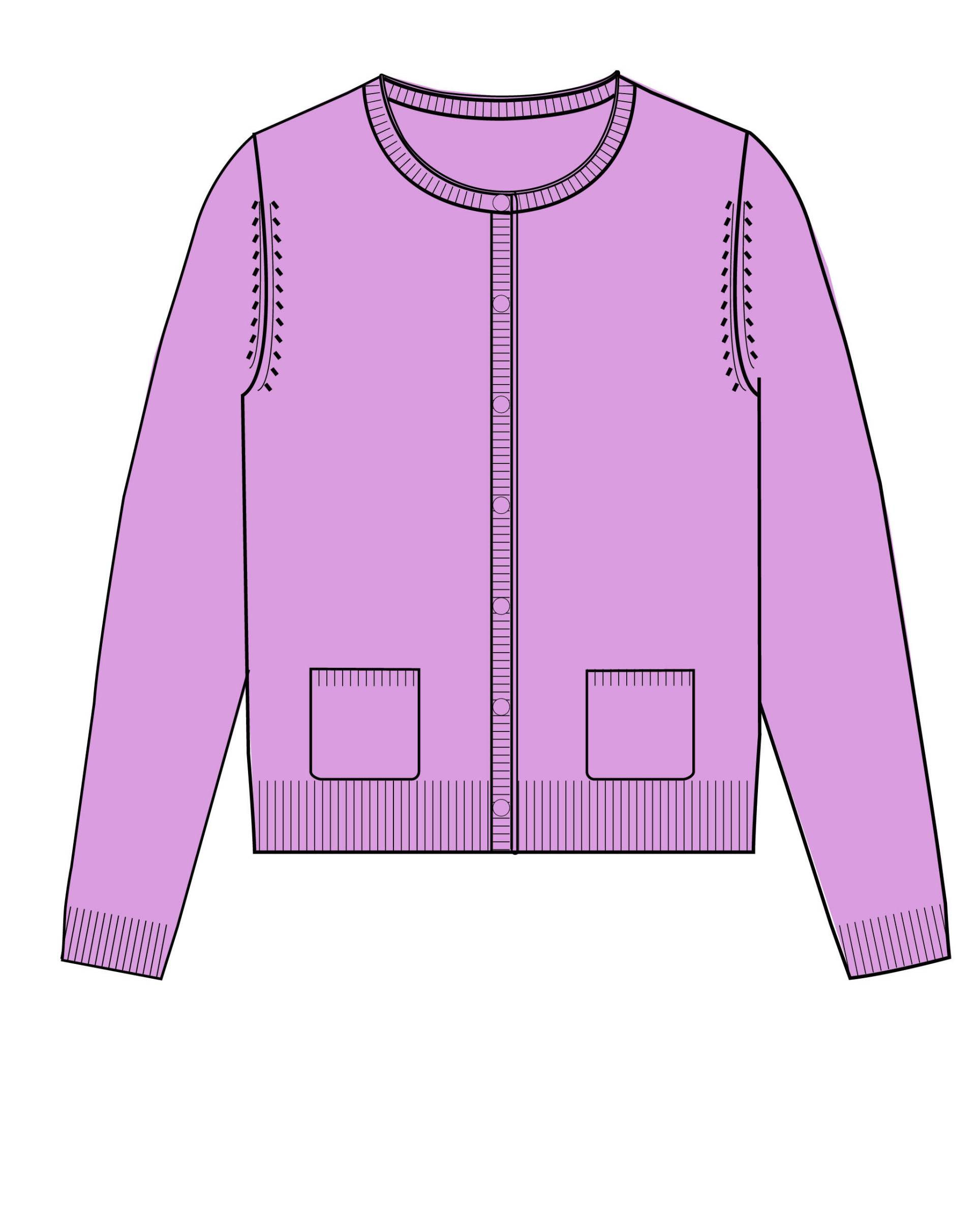 CLARINA - NOS Rdh.-Cardigan, 1/1 Arm,uni 612 flieder - Gr. - 42 von CLARINA