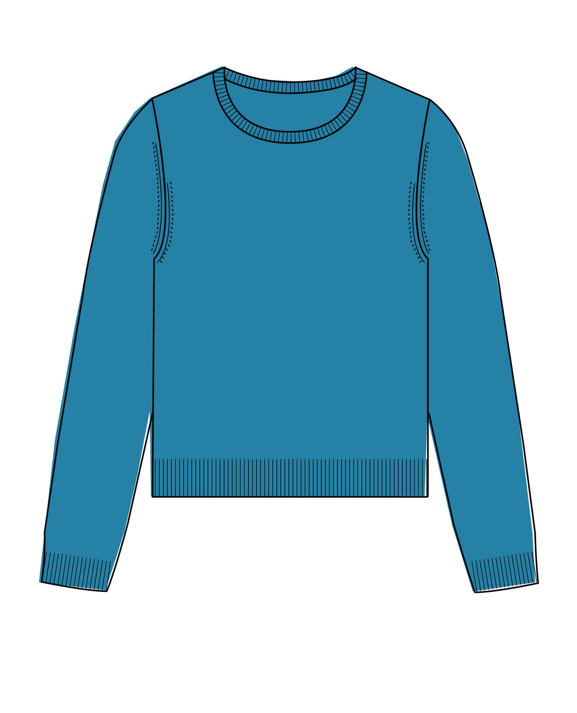 CLARINA - NOS Rdh.-Pullover, 1/1 Arm,uni 610 capriblau - Gr. - 48 von CLARINA