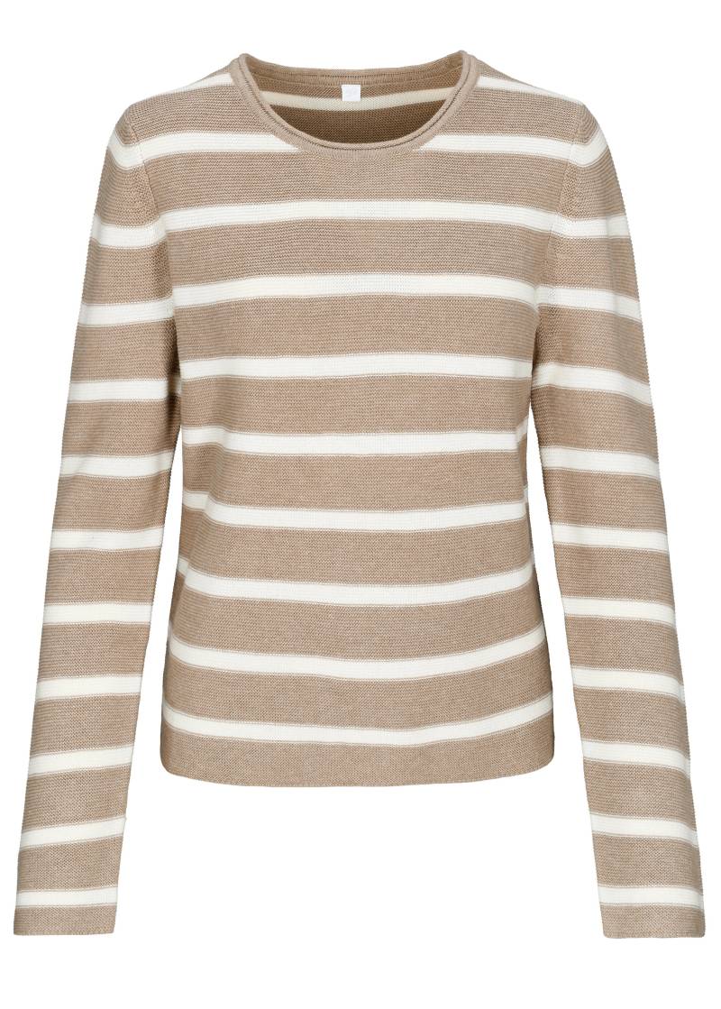 CLARINA - NOS Rdh.-Pullover, Streifen 202 sand mel.-offwhi - Gr. - 38 von CLARINA