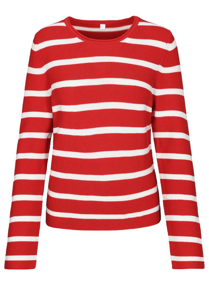 CLARINA - NOS Rdh.-Pullover, Streifen 400 rot-offwhite - Gr. - 36 von CLARINA